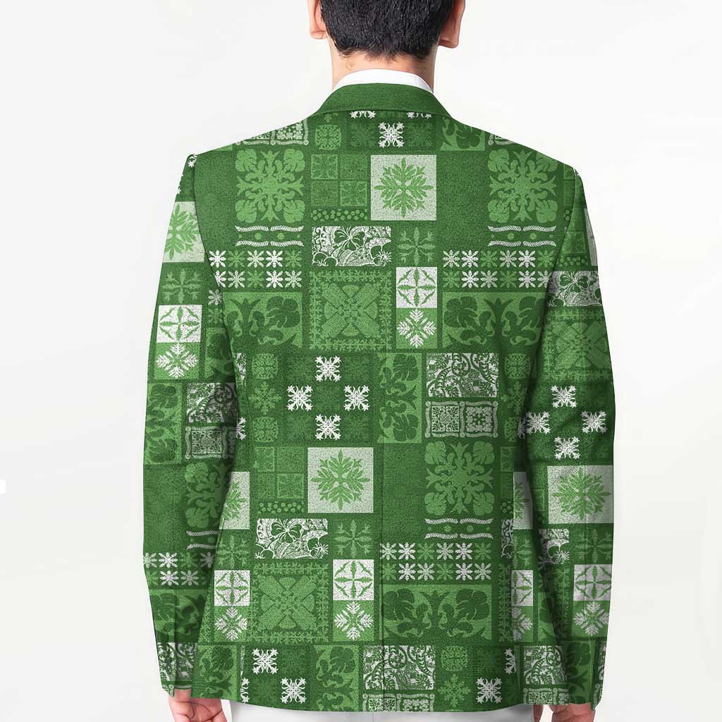 Vintage Hawaiian Quilting Patterns Blazer Green Style Tribal Fabric Patchwork - Polynesian Pride
