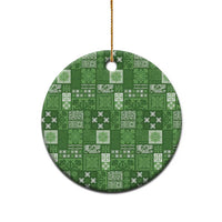 Vintage Hawaiian Quilting Patterns Ceramic Ornament Green Style Tribal Fabric Patchwork - Polynesian Pride