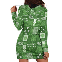 Vintage Hawaiian Quilting Patterns Hoodie Dress Green Style Tribal Fabric Patchwork - Polynesian Pride