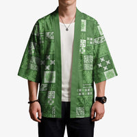 Vintage Hawaiian Quilting Patterns Kimono Green Style Tribal Fabric Patchwork - Polynesian Pride