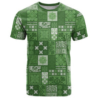 Vintage Hawaiian Quilting Patterns T Shirt Green Style Tribal Fabric Patchwork - Polynesian Pride