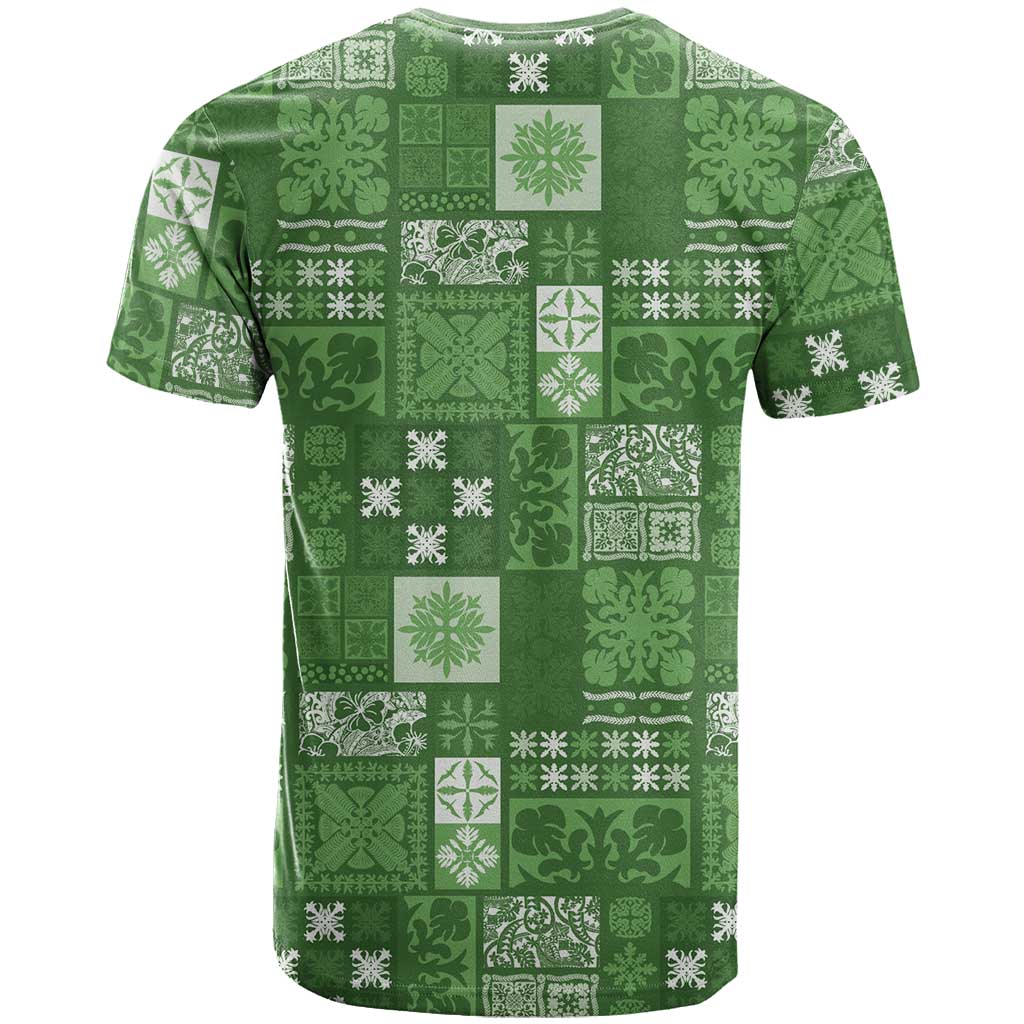 Vintage Hawaiian Quilting Patterns T Shirt Green Style Tribal Fabric Patchwork - Polynesian Pride