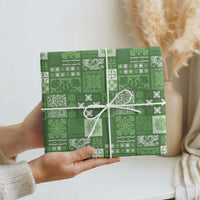 Vintage Hawaiian Quilting Patterns Wrapping Paper Green Style Tribal Fabric Patchwork - Polynesian Pride