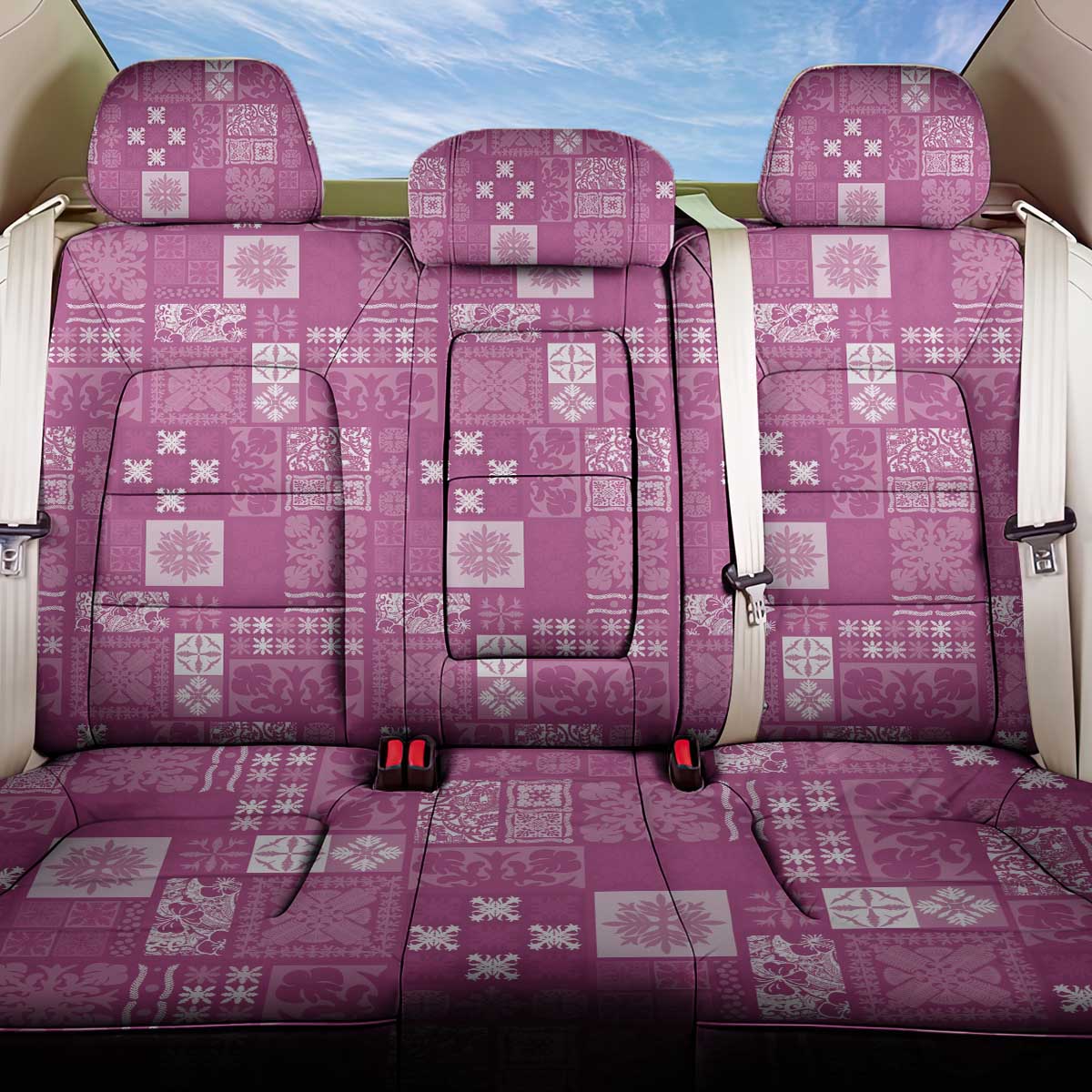 Vintage Hawaiian Quilting Patterns Back Car Seat Cover Pink Style Tribal Fabric Patchwork - Polynesian Pride