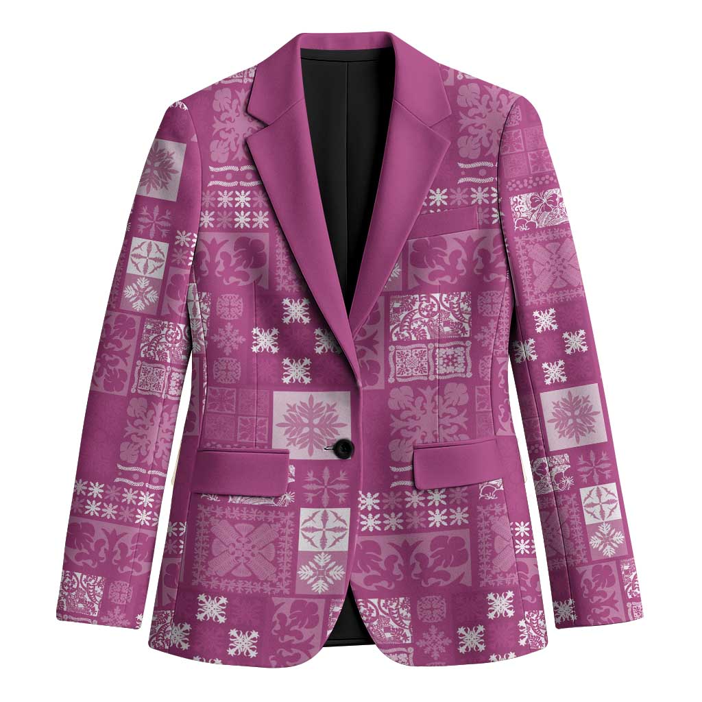 Vintage Hawaiian Quilting Patterns Blazer Pink Style Tribal Fabric Patchwork - Polynesian Pride