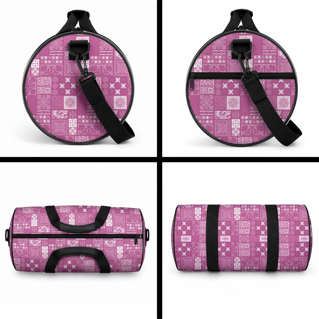 Vintage Hawaiian Quilting Patterns Duffle Bag Pink Style Tribal Fabric Patchwork LT9 - Polynesian Pride