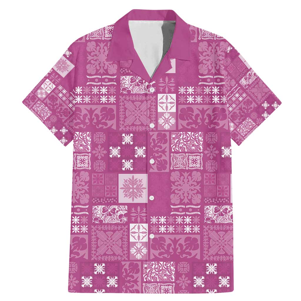 Vintage Hawaiian Quilting Patterns Family Matching Mermaid Dress and Hawaiian Shirt Pink Style Tribal Fabric Patchwork - Polynesian Pride