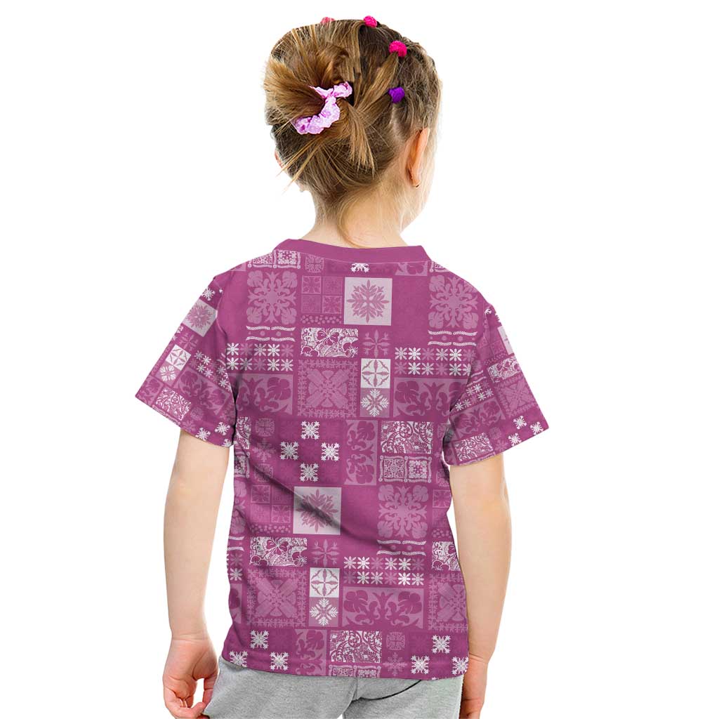 Vintage Hawaiian Quilting Patterns Kid T Shirt Pink Style Tribal Fabric Patchwork - Polynesian Pride