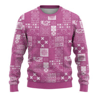 Vintage Hawaiian Quilting Patterns Ugly Christmas Sweater Pink Style Tribal Fabric Patchwork - Polynesian Pride