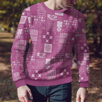 Vintage Hawaiian Quilting Patterns Ugly Christmas Sweater Pink Style Tribal Fabric Patchwork - Polynesian Pride