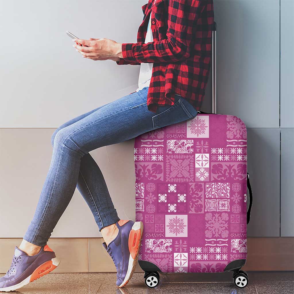 Vintage Hawaiian Quilting Patterns Luggage Cover Pink Style Tribal Fabric Patchwork - Polynesian Pride