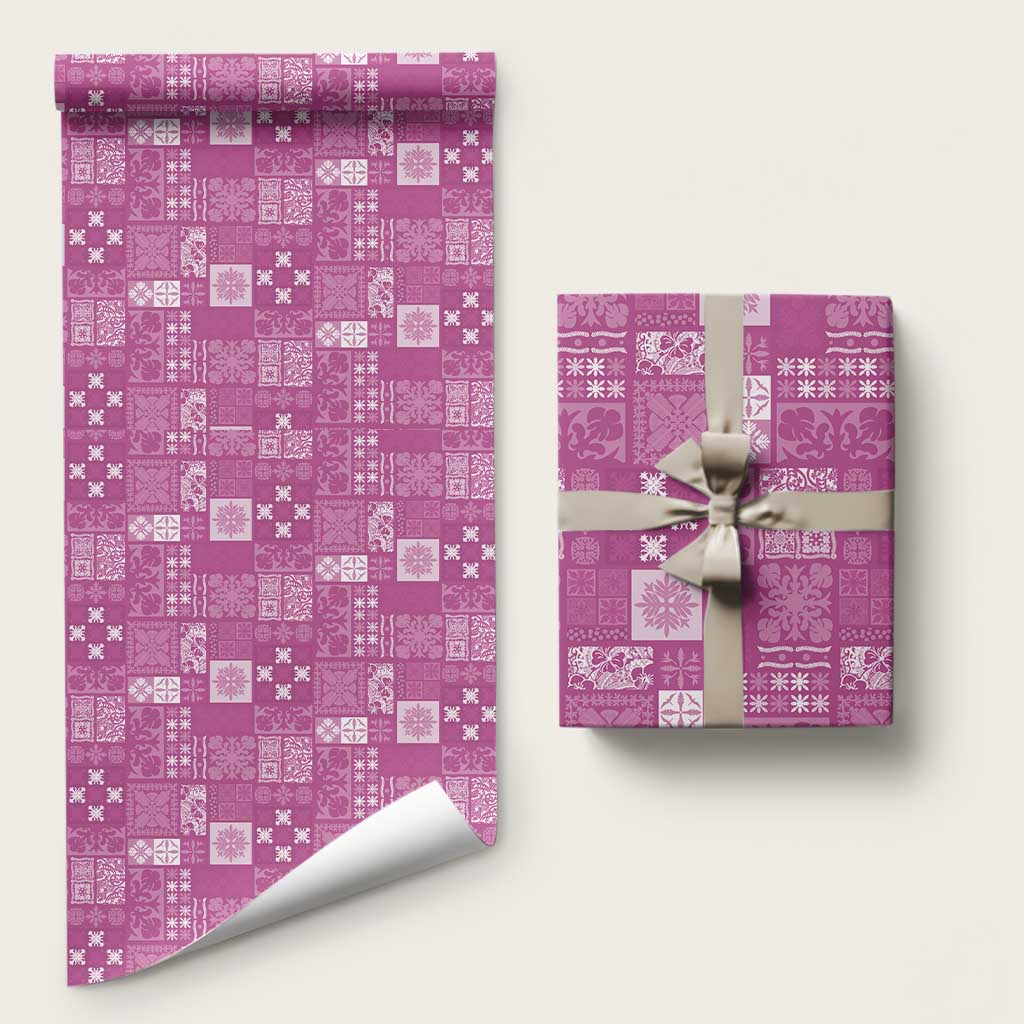 Vintage Hawaiian Quilting Patterns Wrapping Paper Pink Style Tribal Fabric Patchwork - Polynesian Pride