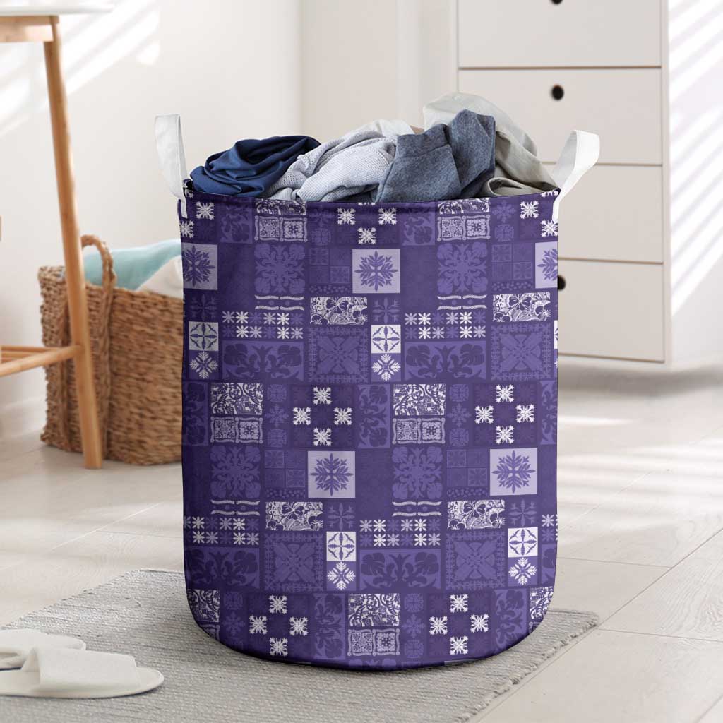 Vintage Hawaiian Quilting Patterns Laundry Basket Purple Style Tribal Fabric Patchwork - Polynesian Pride
