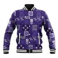 Vintage Hawaiian Quilting Patterns Baseball Jacket Purple Style Tribal Fabric Patchwork - Polynesian Pride