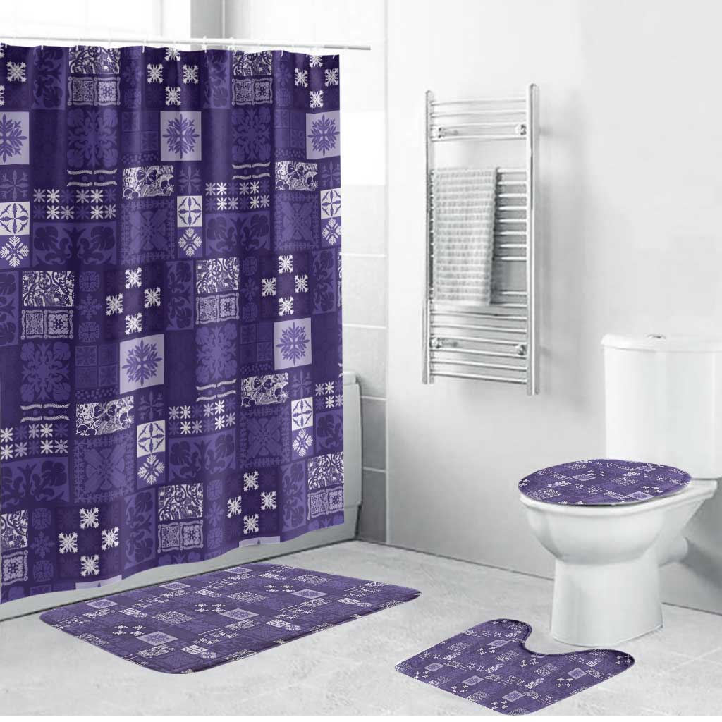 Vintage Hawaiian Quilting Patterns Bathroom Set Purple Style Tribal Fabric Patchwork - Polynesian Pride