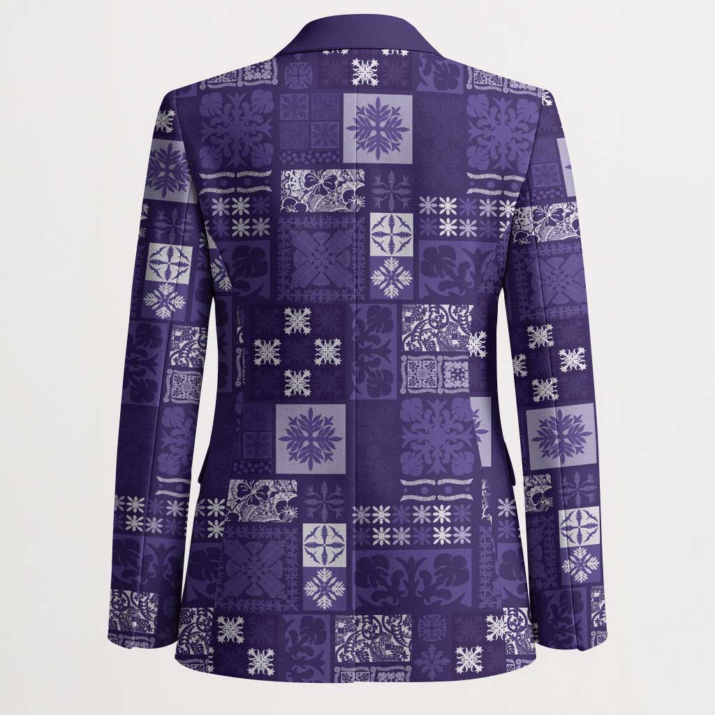 Vintage Hawaiian Quilting Patterns Blazer Purple Style Tribal Fabric Patchwork - Polynesian Pride