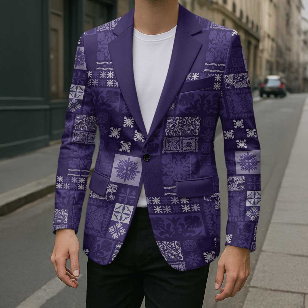 Vintage Hawaiian Quilting Patterns Blazer Purple Style Tribal Fabric Patchwork - Polynesian Pride