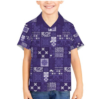 Vintage Hawaiian Quilting Patterns Family Matching Mermaid Dress and Hawaiian Shirt Purple Style Tribal Fabric Patchwork - Polynesian Pride