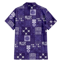 Vintage Hawaiian Quilting Patterns Family Matching Puletasi and Hawaiian Shirt Purple Style Tribal Fabric Patchwork LT9 - Polynesian Pride