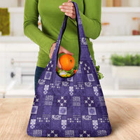 Vintage Hawaiian Quilting Patterns Grocery Bag Purple Style Tribal Fabric Patchwork - Polynesian Pride