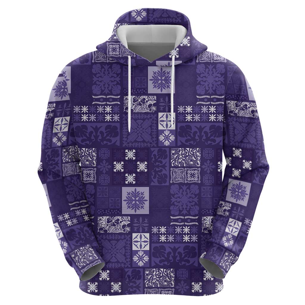 Vintage Hawaiian Quilting Patterns Hoodie Purple Style Tribal Fabric Patchwork - Polynesian Pride