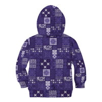 Vintage Hawaiian Quilting Patterns Kid Hoodie Purple Style Tribal Fabric Patchwork - Polynesian Pride