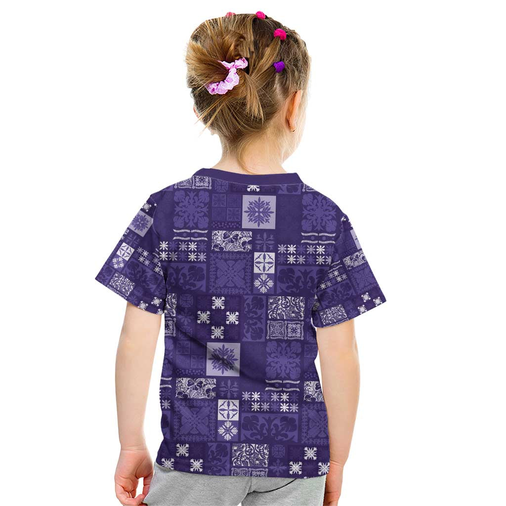 Vintage Hawaiian Quilting Patterns Kid T Shirt Purple Style Tribal Fabric Patchwork - Polynesian Pride