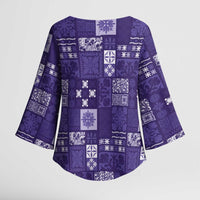 Vintage Hawaiian Quilting Patterns Kimono Sleeve Blouse Purple Style Tribal Fabric Patchwork - Polynesian Pride