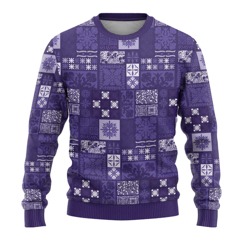 Vintage Hawaiian Quilting Patterns Ugly Christmas Sweater Purple Style Tribal Fabric Patchwork - Polynesian Pride