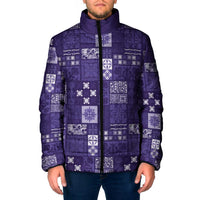 Vintage Hawaiian Quilting Patterns Padded Jacket Purple Style Tribal Fabric Patchwork - Polynesian Pride