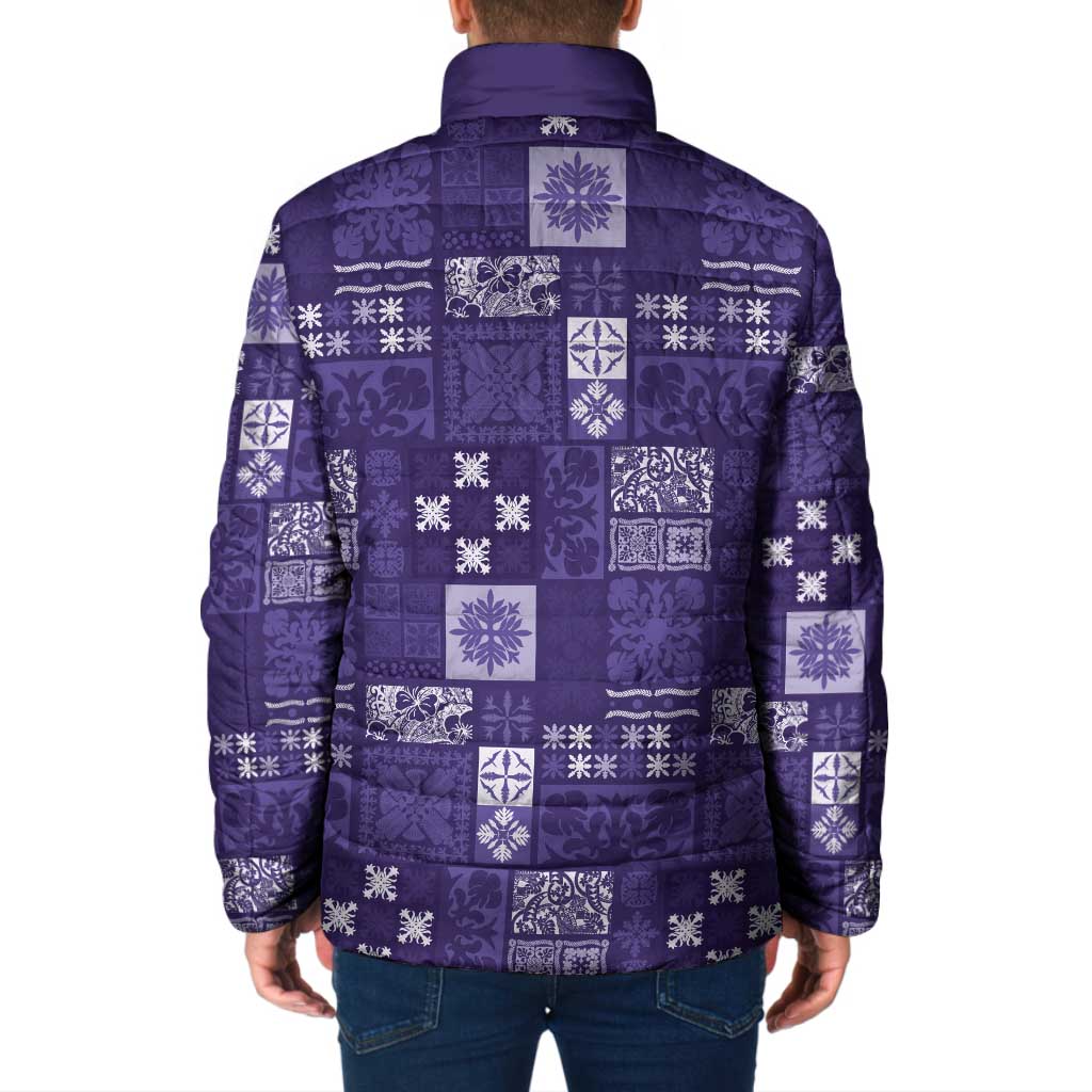 Vintage Hawaiian Quilting Patterns Padded Jacket Purple Style Tribal Fabric Patchwork - Polynesian Pride