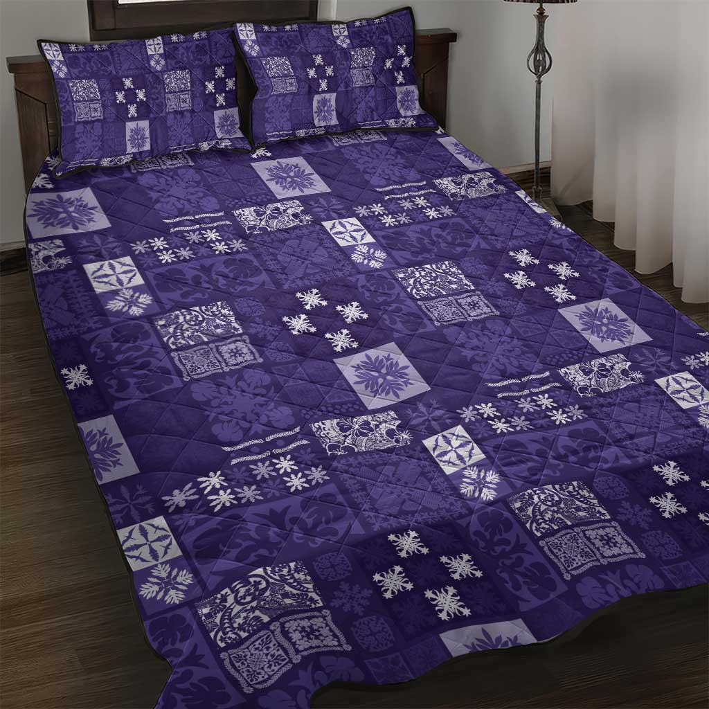 Vintage Hawaiian Quilting Patterns Quilt Bed Set Purple Style Tribal Fabric Patchwork - Polynesian Pride