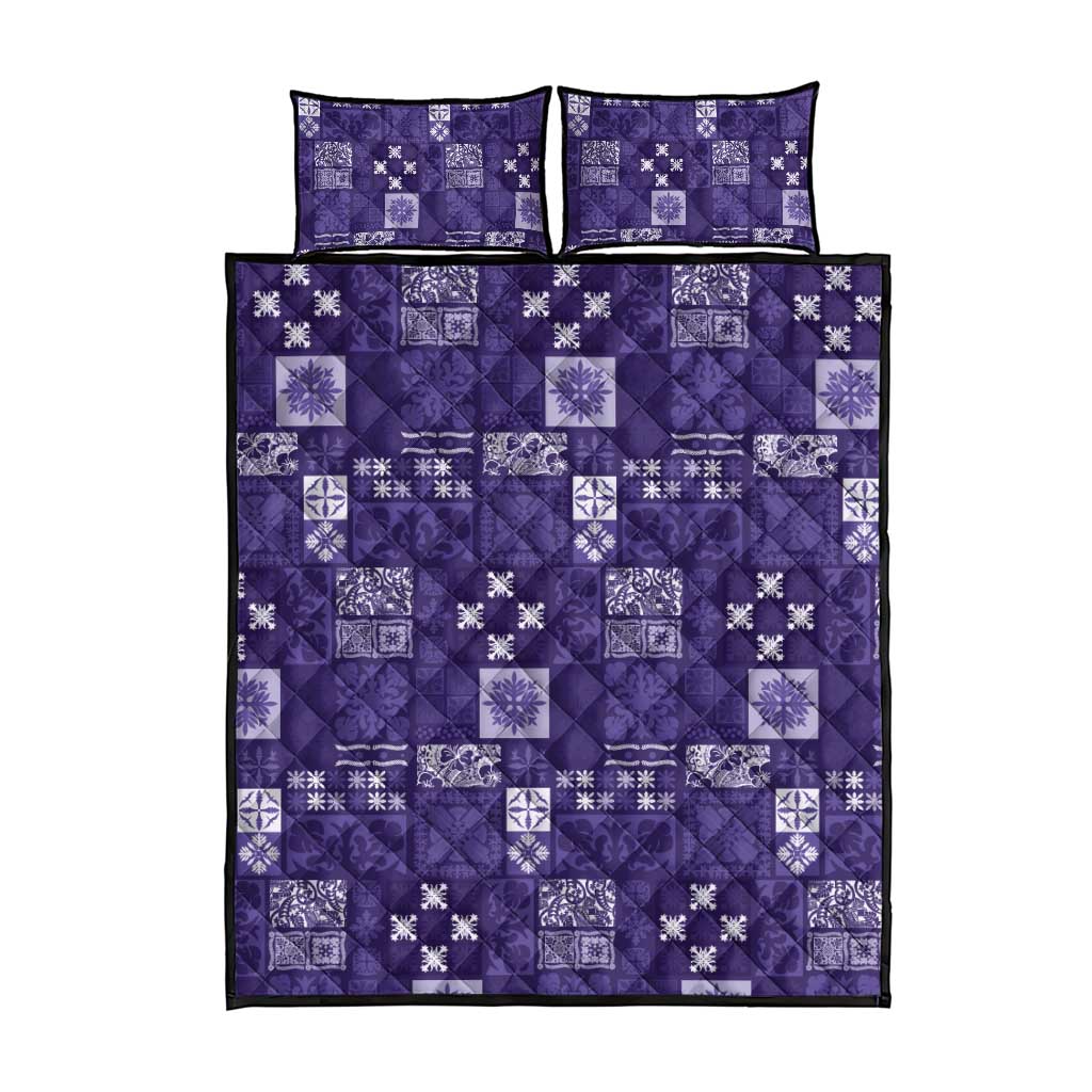 Vintage Hawaiian Quilting Patterns Quilt Bed Set Purple Style Tribal Fabric Patchwork - Polynesian Pride