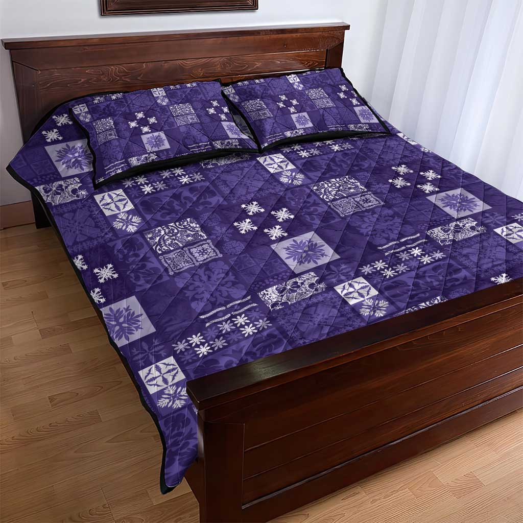 Vintage Hawaiian Quilting Patterns Quilt Bed Set Purple Style Tribal Fabric Patchwork - Polynesian Pride