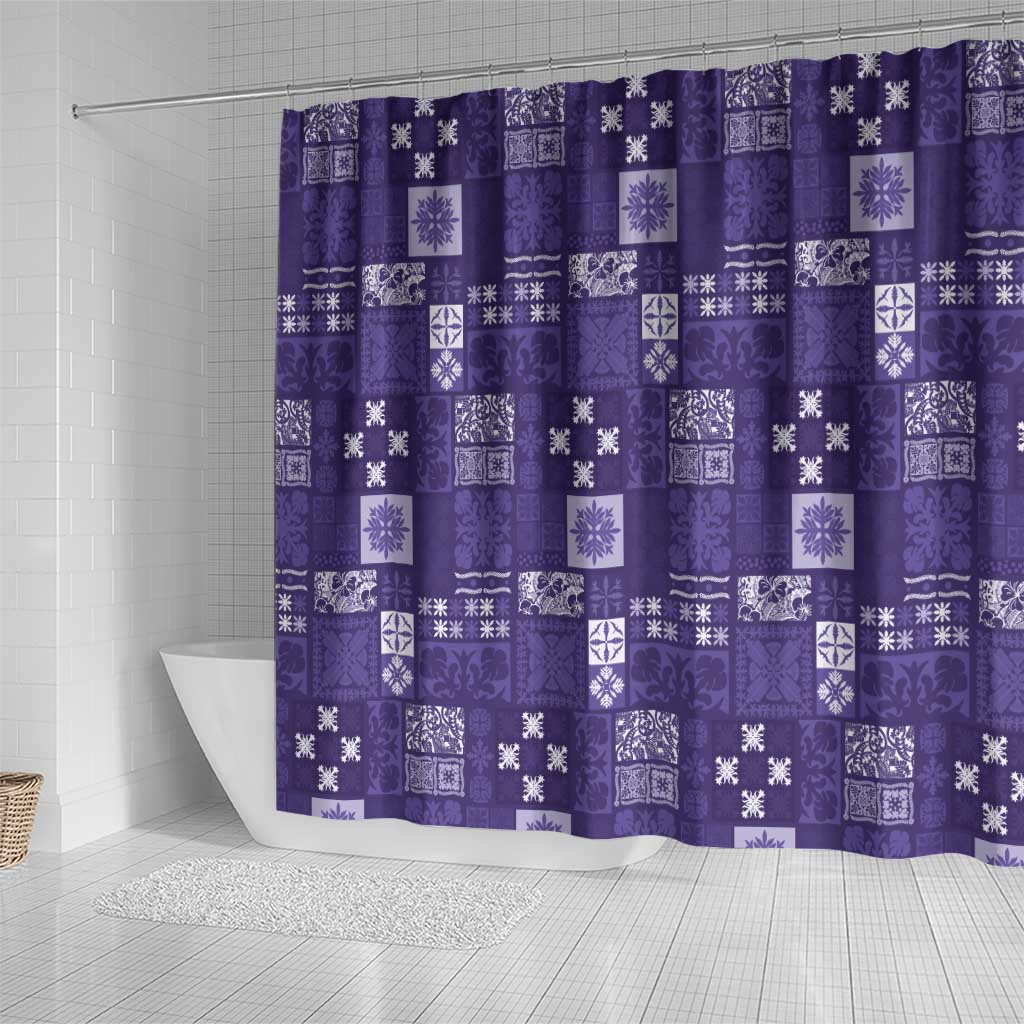 Vintage Hawaiian Quilting Patterns Shower Curtain Purple Style Tribal Fabric Patchwork - Polynesian Pride