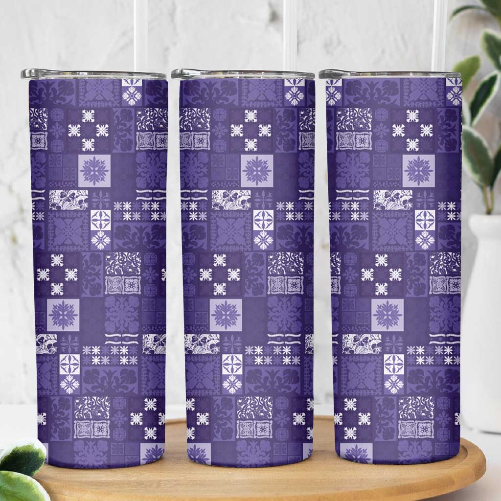 Vintage Hawaiian Quilting Patterns Skinny Tumbler Purple Style Tribal Fabric Patchwork - Polynesian Pride