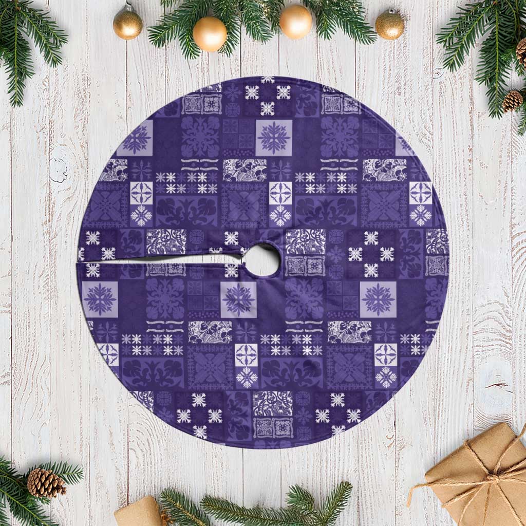 Vintage Hawaiian Quilting Patterns Tree Skirt Purple Style Tribal Fabric Patchwork - Polynesian Pride