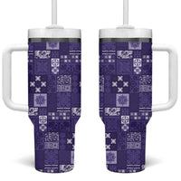 Vintage Hawaiian Quilting Patterns Tumbler With Handle Purple Style Tribal Fabric Patchwork - Polynesian Pride