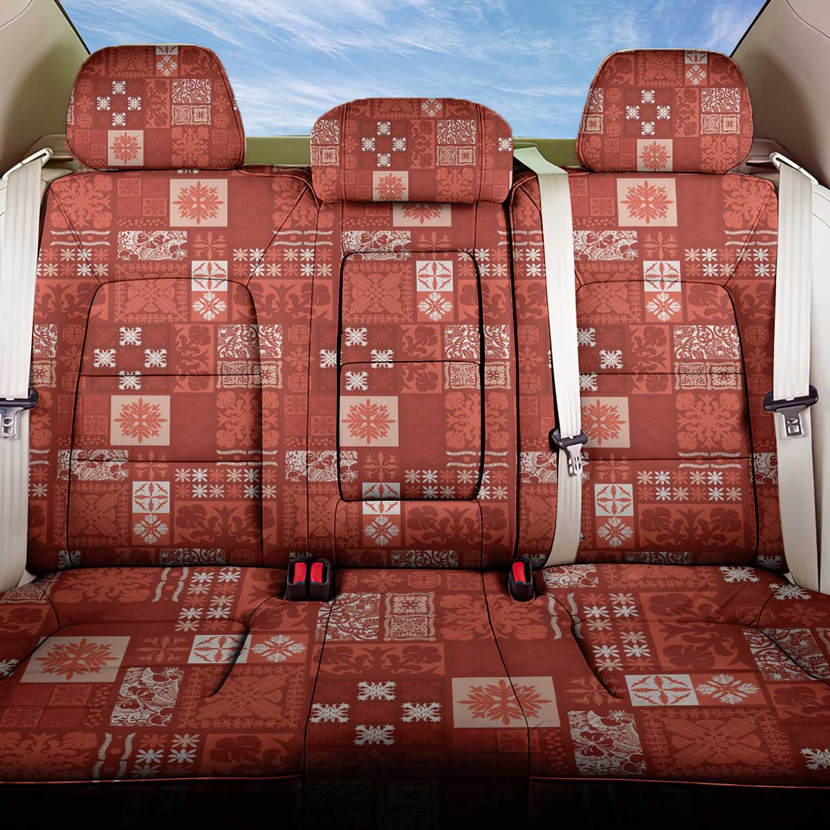 Vintage Hawaiian Quilting Patterns Back Car Seat Cover Red Style Tribal Fabric Patchwork - Polynesian Pride