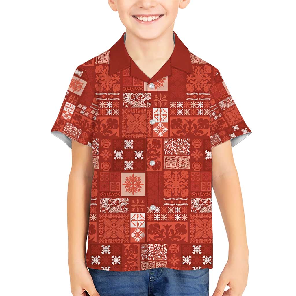 Vintage Hawaiian Quilting Patterns Hawaiian Shirt Red Style Tribal Fabric Patchwork - Polynesian Pride