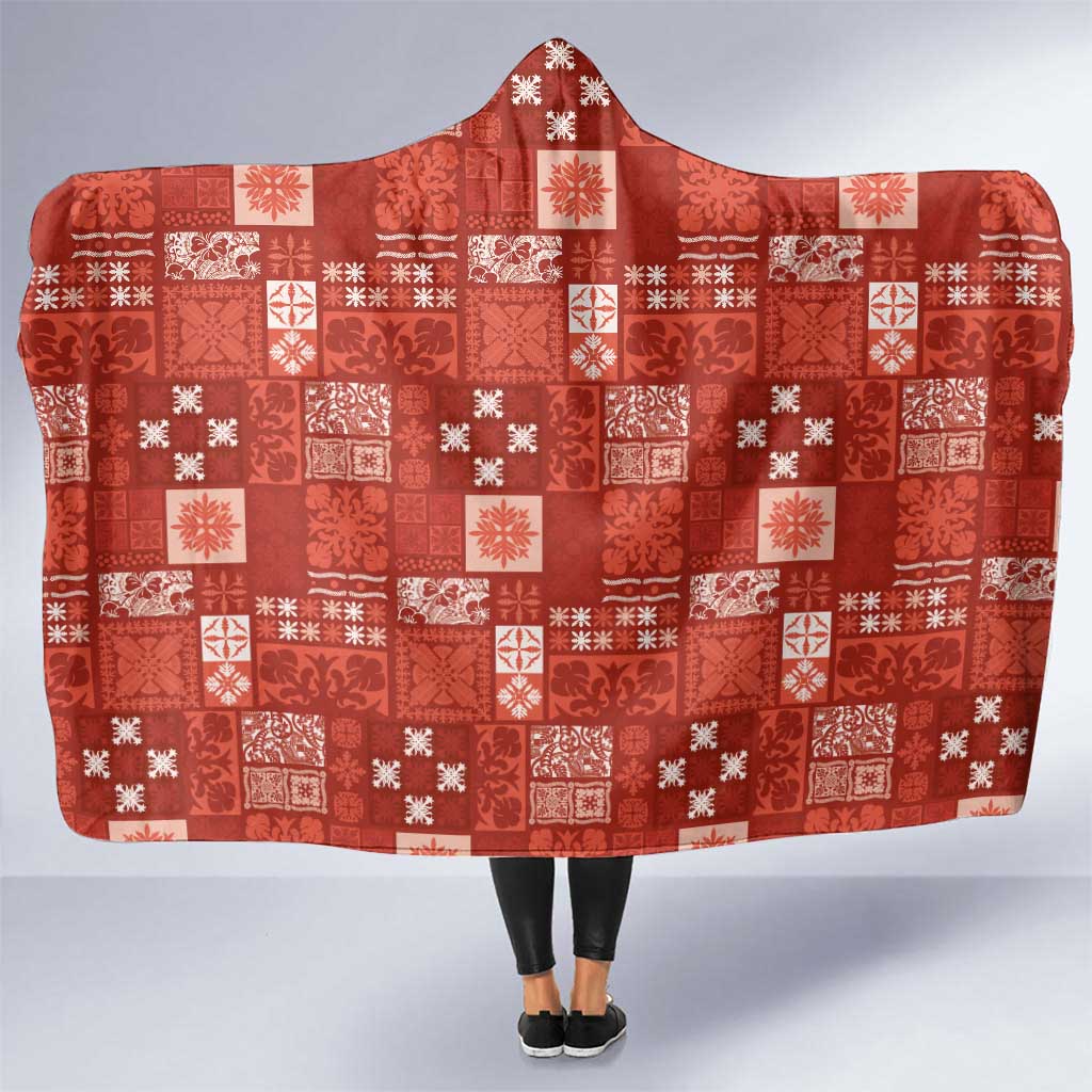 Vintage Hawaiian Quilting Patterns Hooded Blanket Red Style Tribal Fabric Patchwork - Polynesian Pride
