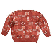 Vintage Hawaiian Quilting Patterns Kid Ugly Christmas Sweater Red Style Tribal Fabric Patchwork - Polynesian Pride