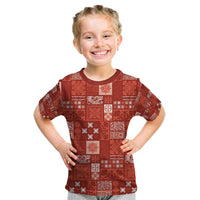 Vintage Hawaiian Quilting Patterns Kid T Shirt Red Style Tribal Fabric Patchwork - Polynesian Pride