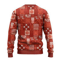 Vintage Hawaiian Quilting Patterns Ugly Christmas Sweater Red Style Tribal Fabric Patchwork - Polynesian Pride