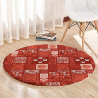 Vintage Hawaiian Quilting Patterns Round Carpet Red Style Tribal Fabric Patchwork - Polynesian Pride