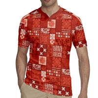 Vintage Hawaiian Quilting Patterns Rugby Jersey Red Style Tribal Fabric Patchwork - Polynesian Pride
