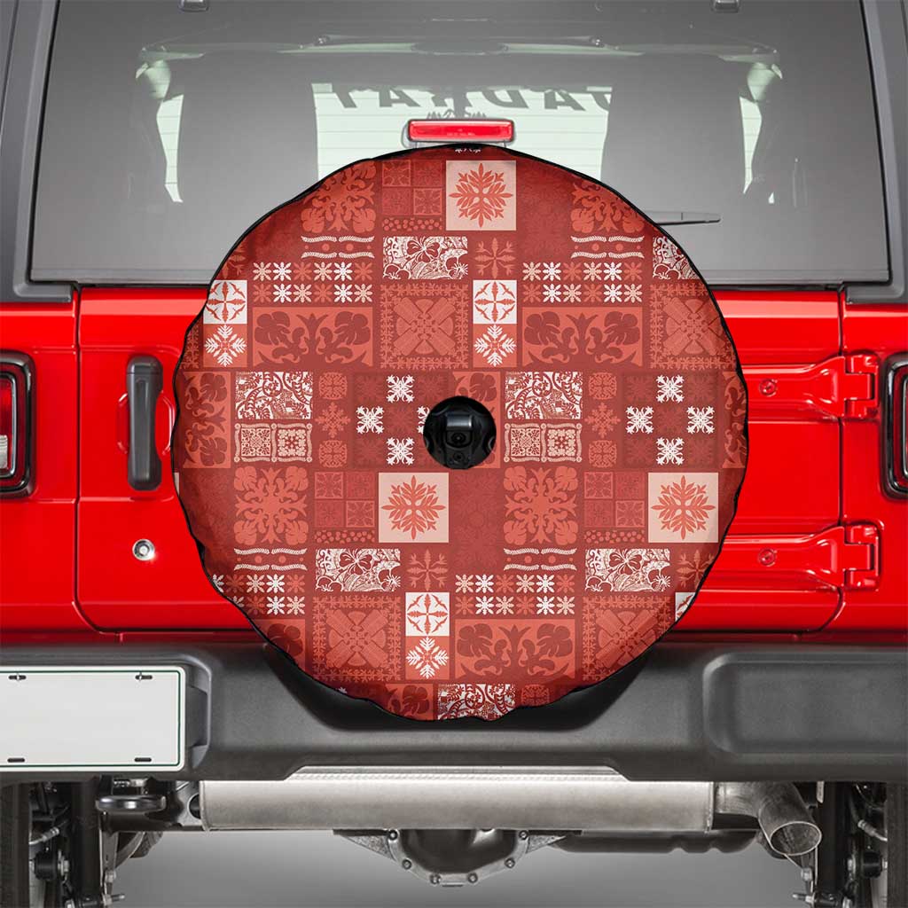 Vintage Hawaiian Quilting Patterns Spare Tire Cover Red Style Tribal Fabric Patchwork - Polynesian Pride