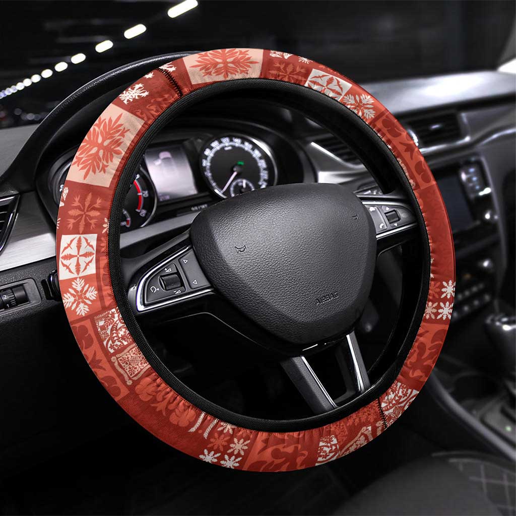 Vintage Hawaiian Quilting Patterns Steering Wheel Cover Red Style Tribal Fabric Patchwork - Polynesian Pride