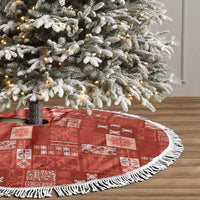 Vintage Hawaiian Quilting Patterns Tree Skirt Red Style Tribal Fabric Patchwork - Polynesian Pride