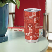 Vintage Hawaiian Quilting Patterns Tumbler Cup Red Style Tribal Fabric Patchwork - Polynesian Pride